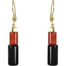 Weltmeister Ohrringe schwarz rot gold, Koralle, Onyx...