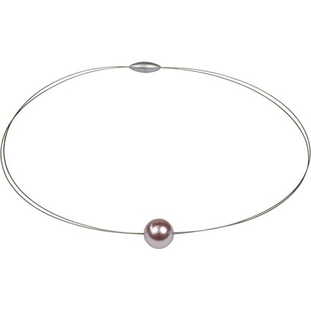 Funk-Halsspiralen feiner Edelstahl Halsreif, wie Stahlseide, 2-reihig, Magnetschloss, MKP ca. Ø 12 mm, EIS-rosé