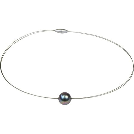 feiner Edelstahl Halsreif, wie Stahlseide, 2-reihig, Magnetschloss, MKP ca. Ø 12 mm, peacock