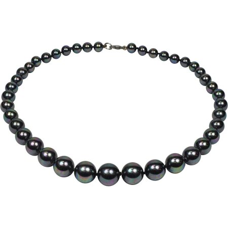 Muschelkernperlen Collier Peacock, ca. 8-14 mm, 925 Silber Karabiner, ca. 48 cm