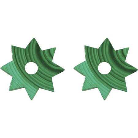Malachit 8-zackiger Stern, Einhänger z. B. für Ohrschmuck, ca. 23 mm