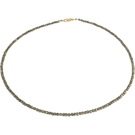 Edelsteinkette Pyrit facettiert, ca. 46.5 cm, 925oo Si. verg. Karabiner