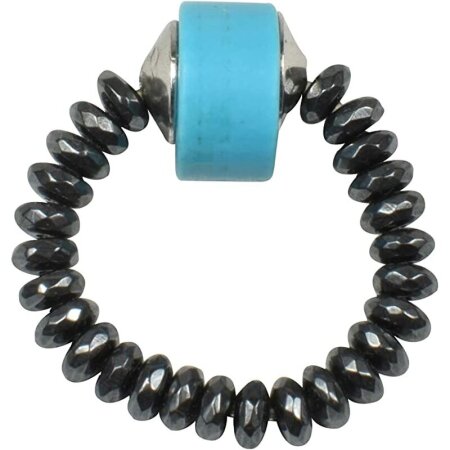 Energie-Power-Ring, Flexible Größe ca. 54-63, Howlith-Türkis, 925oo Silber
