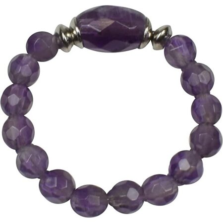 Energie-Power-Ring, Flexible Größe ca. 54-63, Amethyst, 925oo Silber