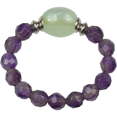 Energie-Power-Ring, Flexible Größe ca. 54-63, Amethyst, Chalcedon, 925oo Silber