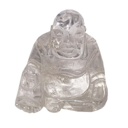 Bergkristall Buddha ca. 30 - 35  mm aus echtem Edelstein Happy Buddha sitzend, lachend