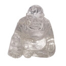 Bergkristall Buddha ca. 30 - 35  mm aus echtem Edelstein Happy Buddha sitzend, lachend