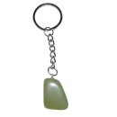 Jade - Serpentin Trommelstein Schlüsselanhänger ca. 20-25 mm mit Kette und Schlüsselring