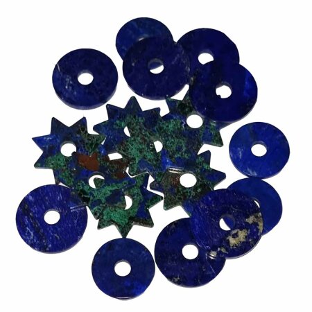 Azurit Malachit und Lapis Lazuli gebohrte Anhänger verschiendene Formen