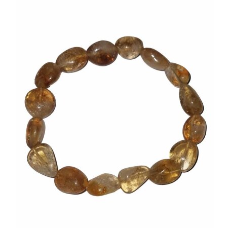 Citrin (Amethyst gebrannt) poliertes Nugget Armband ca. 10 - 12 mm , Länge ca. 19 - 20 cm auf elatischem Stretchband