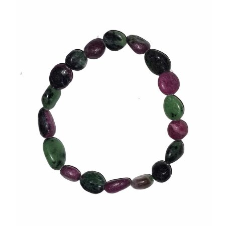 Rubin Zoisit poliertes Nugget Armband ca. 8 - 12 mm , Länge ca. 19 - 20 cm auf elastischem Stretchband