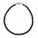 Turmalin schwarz / Schörl 4 mm facettiertes Kugelarmband ca. 20 cm mit silberfarbenen Karabiner Verschluss