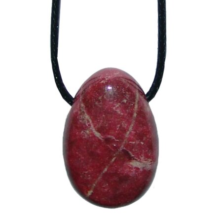 Thulit Trommelstein Tropfen gebohrt (2,5 mm) ca. 30 x 20 mm Anhänger Edelstein