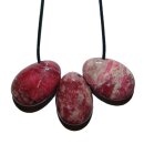 Thulit Trommelstein Tropfen gebohrt (2,5 mm) ca. 30 x 20 mm Anhänger Edelstein