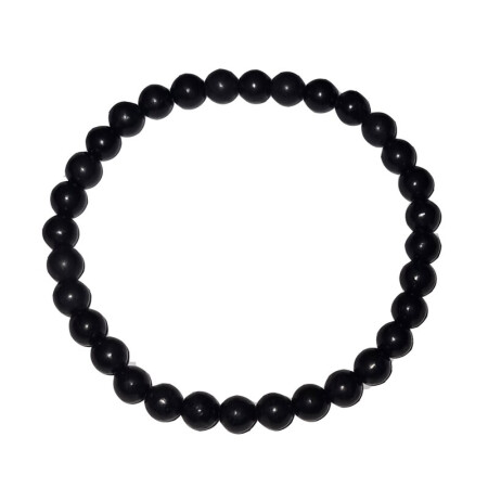 Shungit 6 mm Kugel Armband ca. 19 - 20 cm auf Stretchband