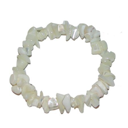 Perlmutt Splitter Armband auf Stretchband ca.  5 - 15 mm, 19 - 20 cm lang