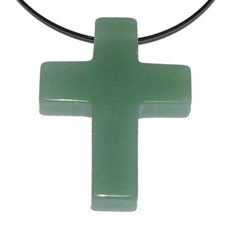Aventurin grün Kreuz Anhänger 45 x 35 x 8 mm mit Bohrung: ca. 2,5 mm