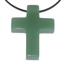 Aventurin grün Kreuz Anhänger 45 x 35 x 8 mm mit Bohrung: ca. 2,5 mm